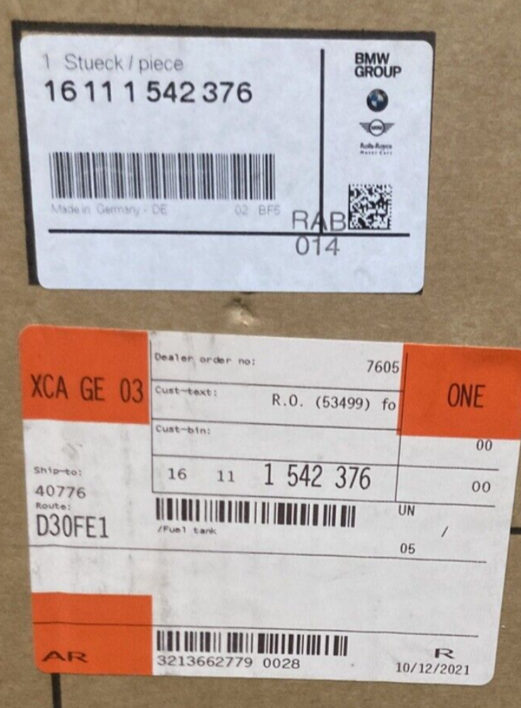 NEW GENUINE BMW 16111542376 FUEL TANK ADVENTURE BLACKSTORM FOR R1250