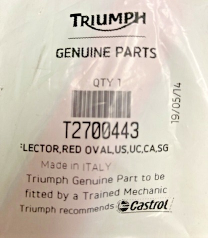 NEW GENUINE TRIUMPH T2700443 Reflector, Red Oval, Us, Uc, Ca, Sg