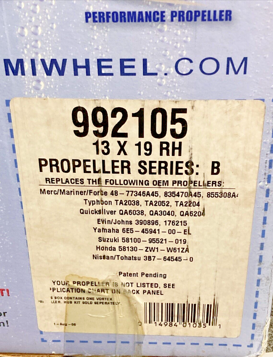 NEW MICHIGAN WHEEL 992105 VORTEX XHS PROPELLER 13X19 RH SERIES B