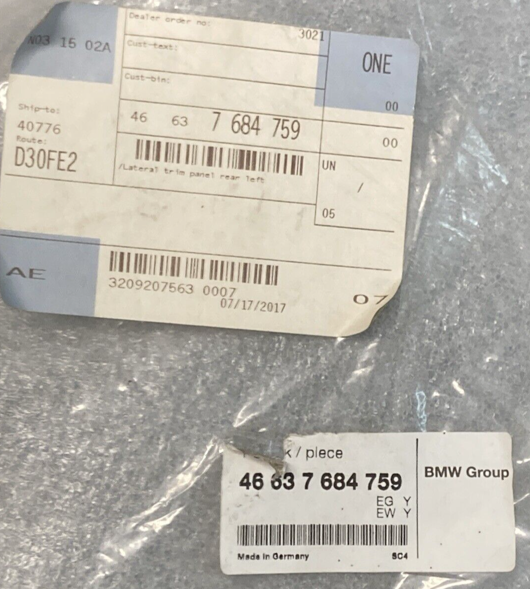 NEW GENUINE BMW 46637681057 FAIRING PANEL MAIN TANK LEFT BLACK FOR R1200