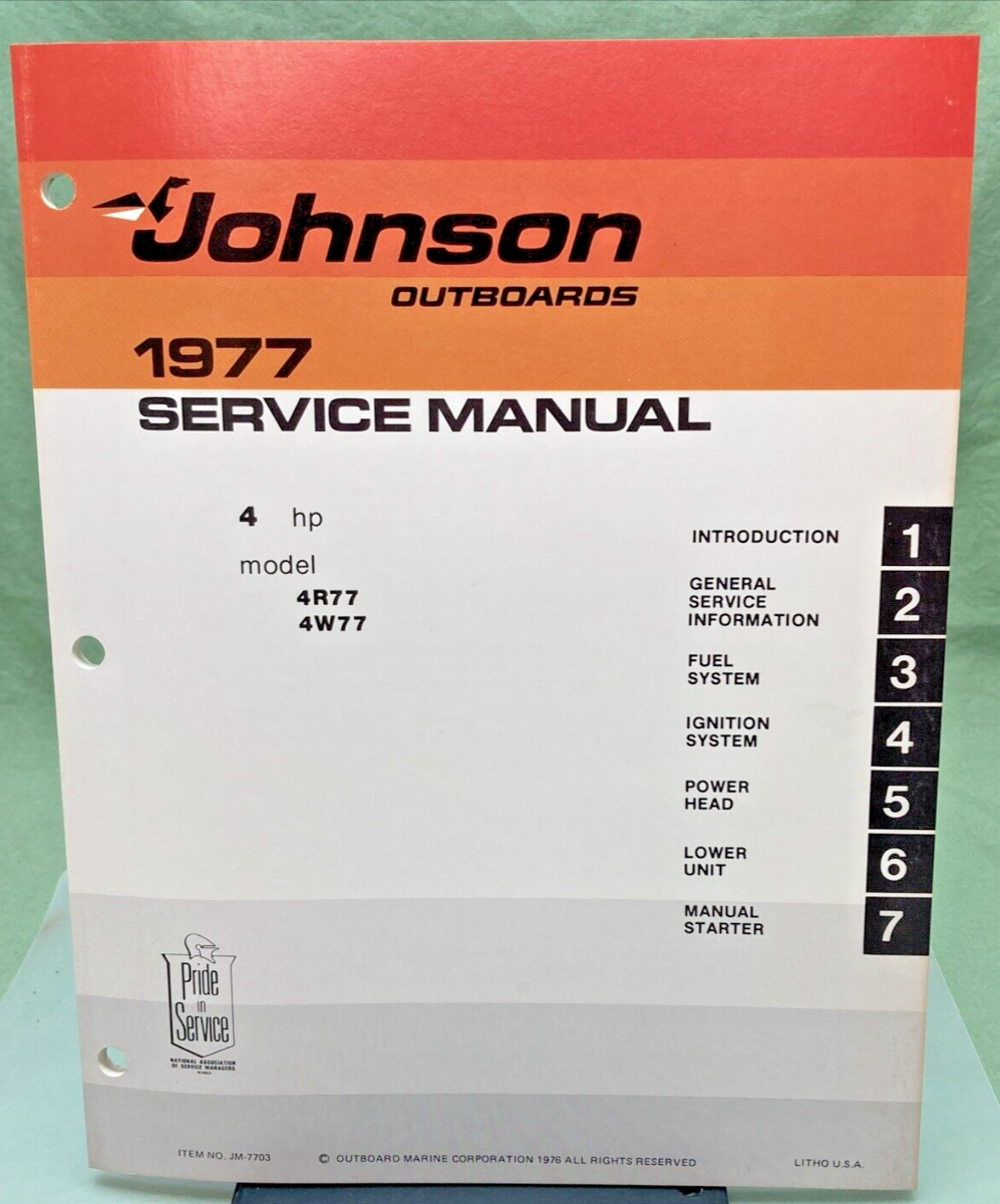 JOHNSON OUTBOARD SERVICE MANUAL SET JM-7701, 7702, JM-7703 1977