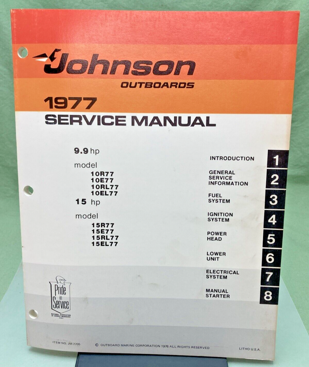 JOHNSON OUTBOARD SERVICE MANUAL SET JM-7704, JM-7705, JM-7706 1977