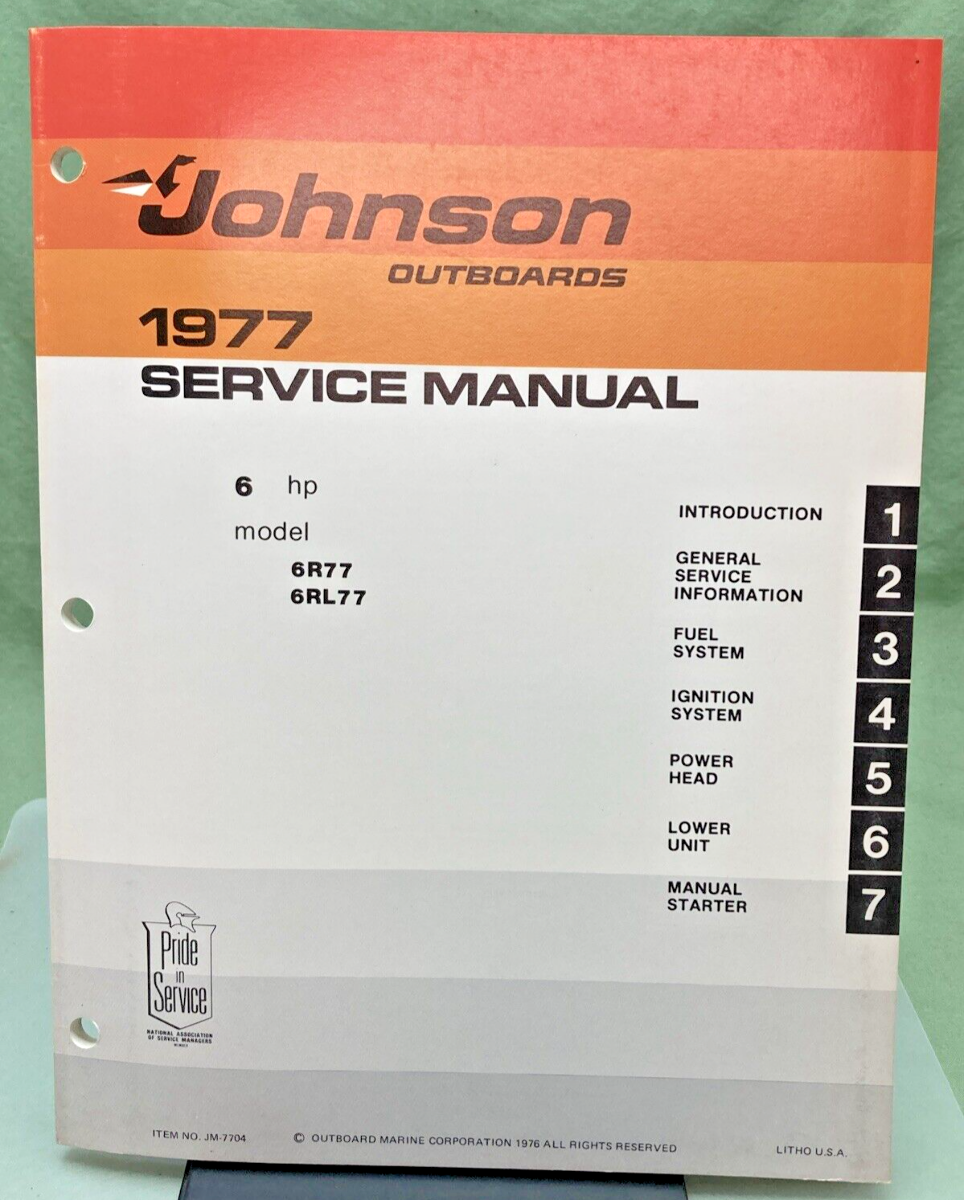 JOHNSON OUTBOARD SERVICE MANUAL SET JM-7704, JM-7705, JM-7706 1977