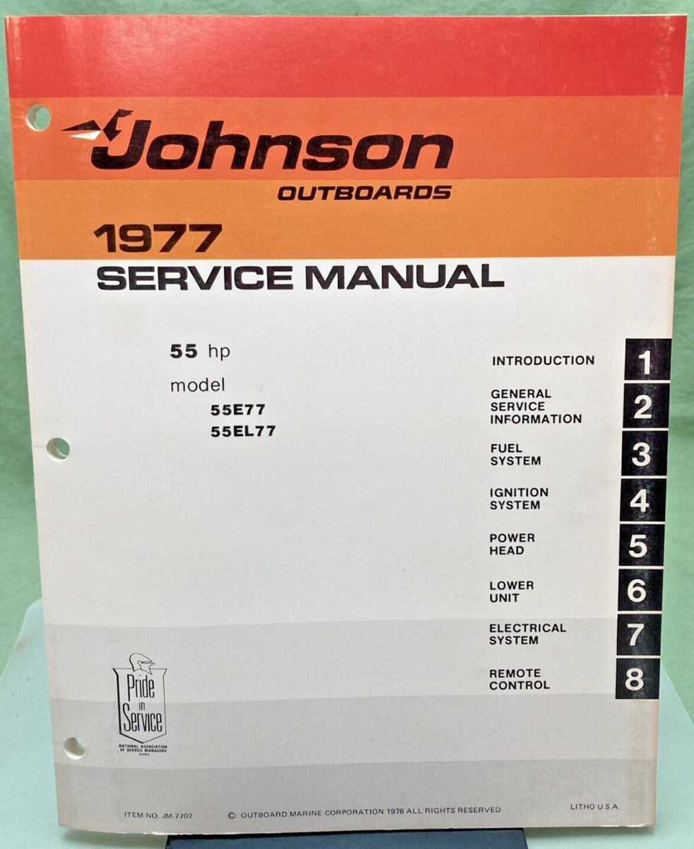 JOHNSON OUTBOARD SERVICE MANUAL SET JM-7707, JM-7708, JM-7709 1977