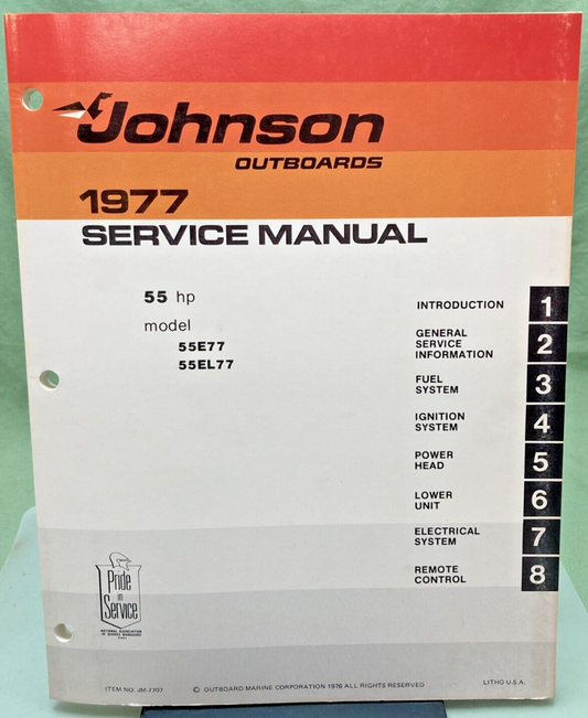 JOHNSON OUTBOARD SERVICE MANUAL SET JM-7707, JM-7708, JM-7709 1977