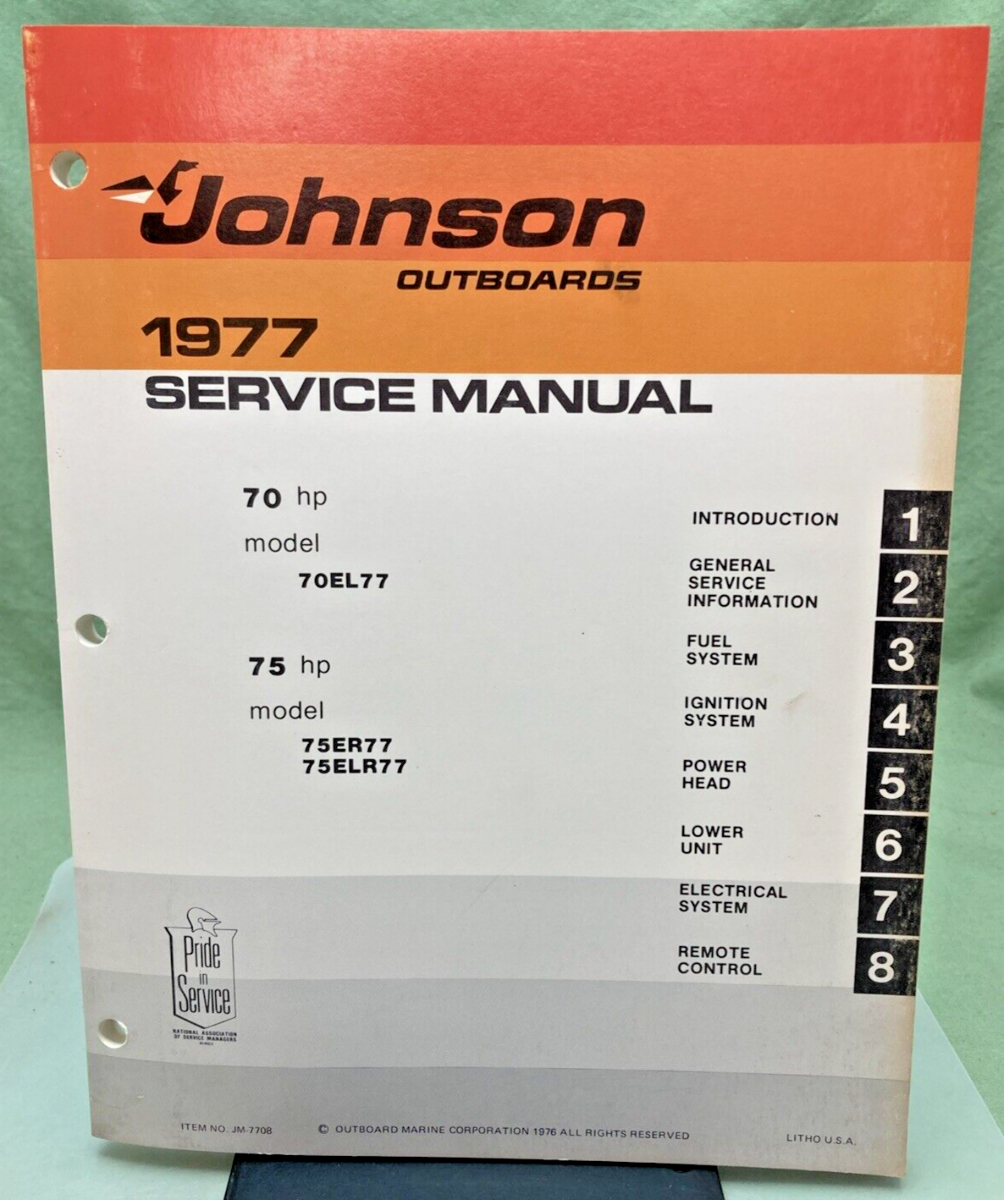 JOHNSON OUTBOARD SERVICE MANUAL SET JM-7707, JM-7708, JM-7709 1977