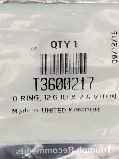 NEW GENUINE TRIUMPH T3600217 O Ring, 12.6 Id X 2.4