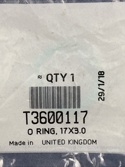 NEW GENUINE TRIUMPH T3600117 O Ring, 17X3.0