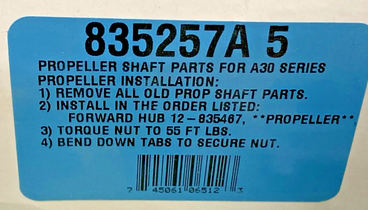 NEW GENUINE MERCURY QUICKSILVER 835257A 5 PROPELLER SHAFT PARTS FOR A30 SERIES