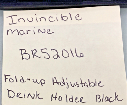 NEW REPLACES INVINCIBLE MARINE BR52016 FOLD-UP ADJUSTABLE DRINK HOLDER BLACK