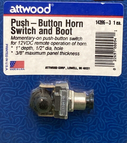 NEW GENUINE ATTWOOD 14396-3 PUSH BUTTON HORN SWITCH & BOOT