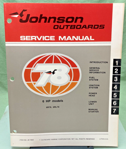 JOHNSON OUTBOARDS JM-7804, JM-7805 SERVICE MANUAL SET 1978