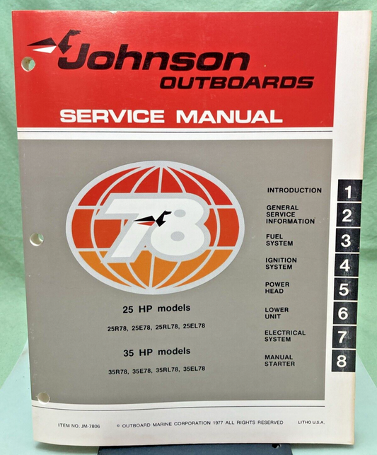 JOHNSON OUTBOARDS JM-7806, JM-7807 SERVICE MANUAL SET 1978