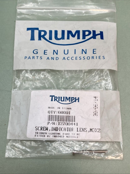 NEW GENUINE TRIUMPH T2700441 Screw, Indicator Lens, M3X26, Ss