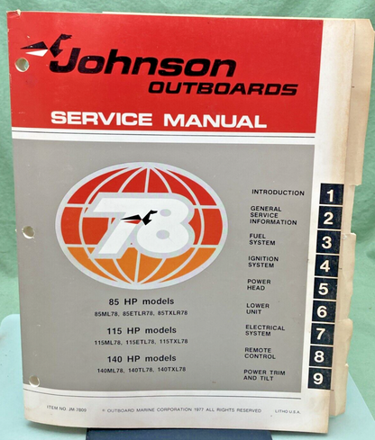 JOHNSON OUTBOARDS JM-7809, JM-7810 SERVICE MANUAL SET 1978