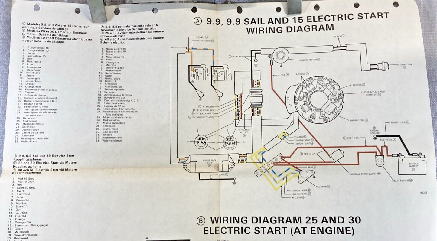 Electrical Circuit Wiring Diagram 9.9 Sail and 15 Electric Start 25, 30, 40, 50