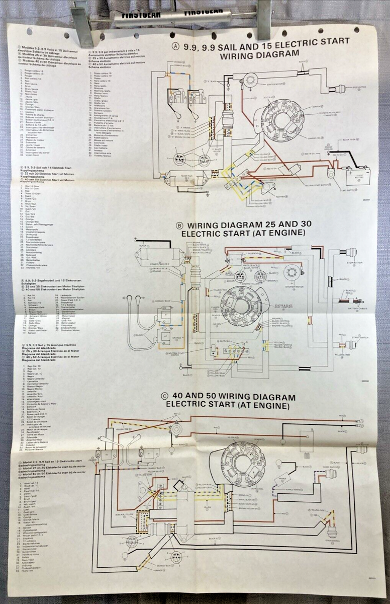 Electrical Circuit Wiring Diagram 9.9 Sail and 15 Electric Start 25, 30, 40, 50