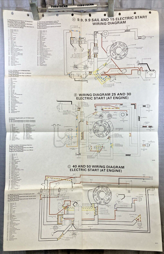 Electrical Circuit Wiring Diagram 9.9 Sail and 15 Electric Start 25, 30, 40, 50
