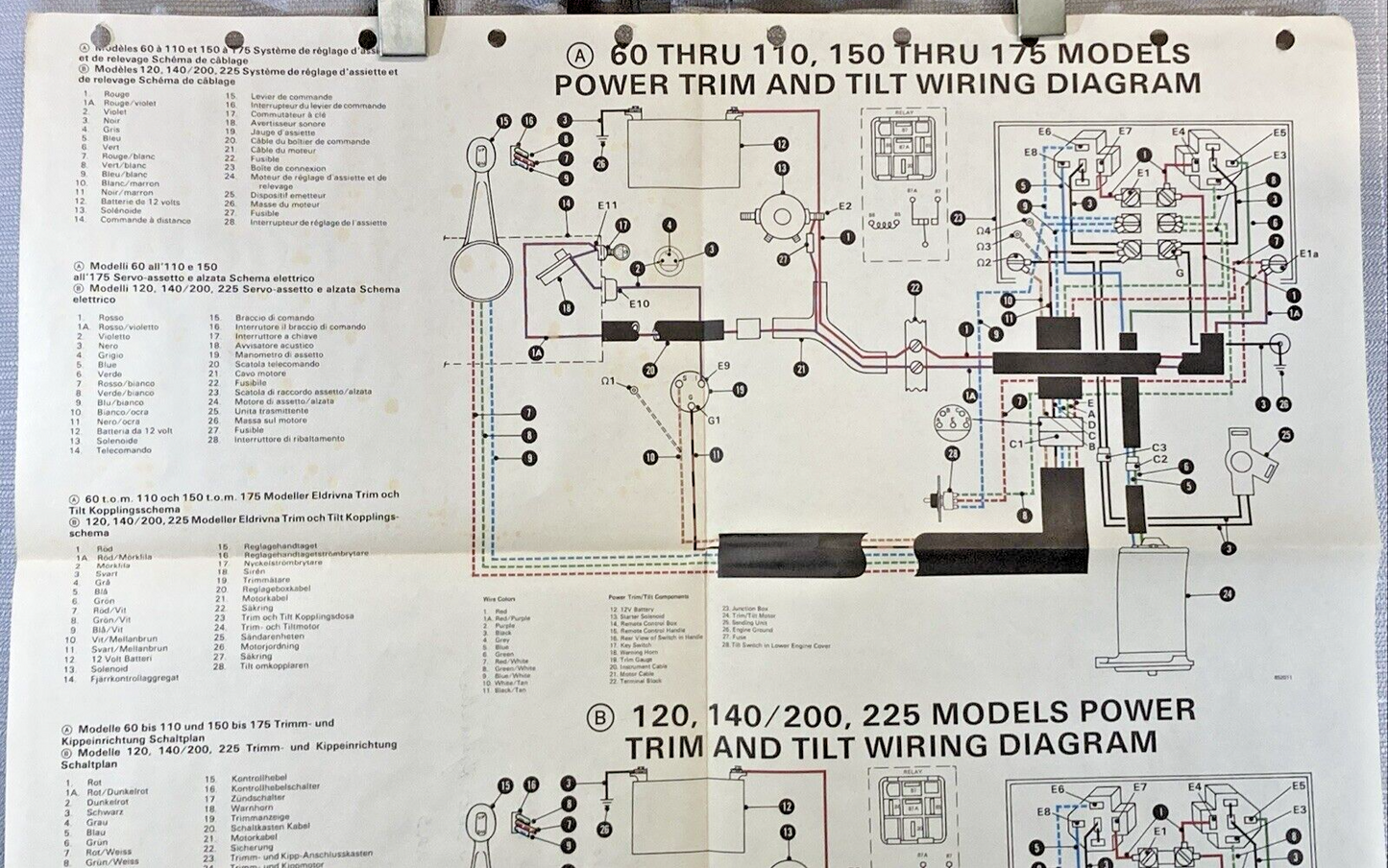 60 THRU 110, 150 THRU 175, 120, 140/200, 225, 60 THRU 225 MODELS WIRING DIAGRAM
