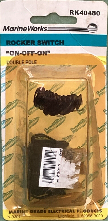 NEW MARINE WORKS RK40480 ROCKER SWITCH ON-OFF-ON DOUBLE POLE