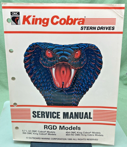 OMC KING COBRA 507954 STERN DRIVES RGD MODELS SERVICE MANUAL 1990