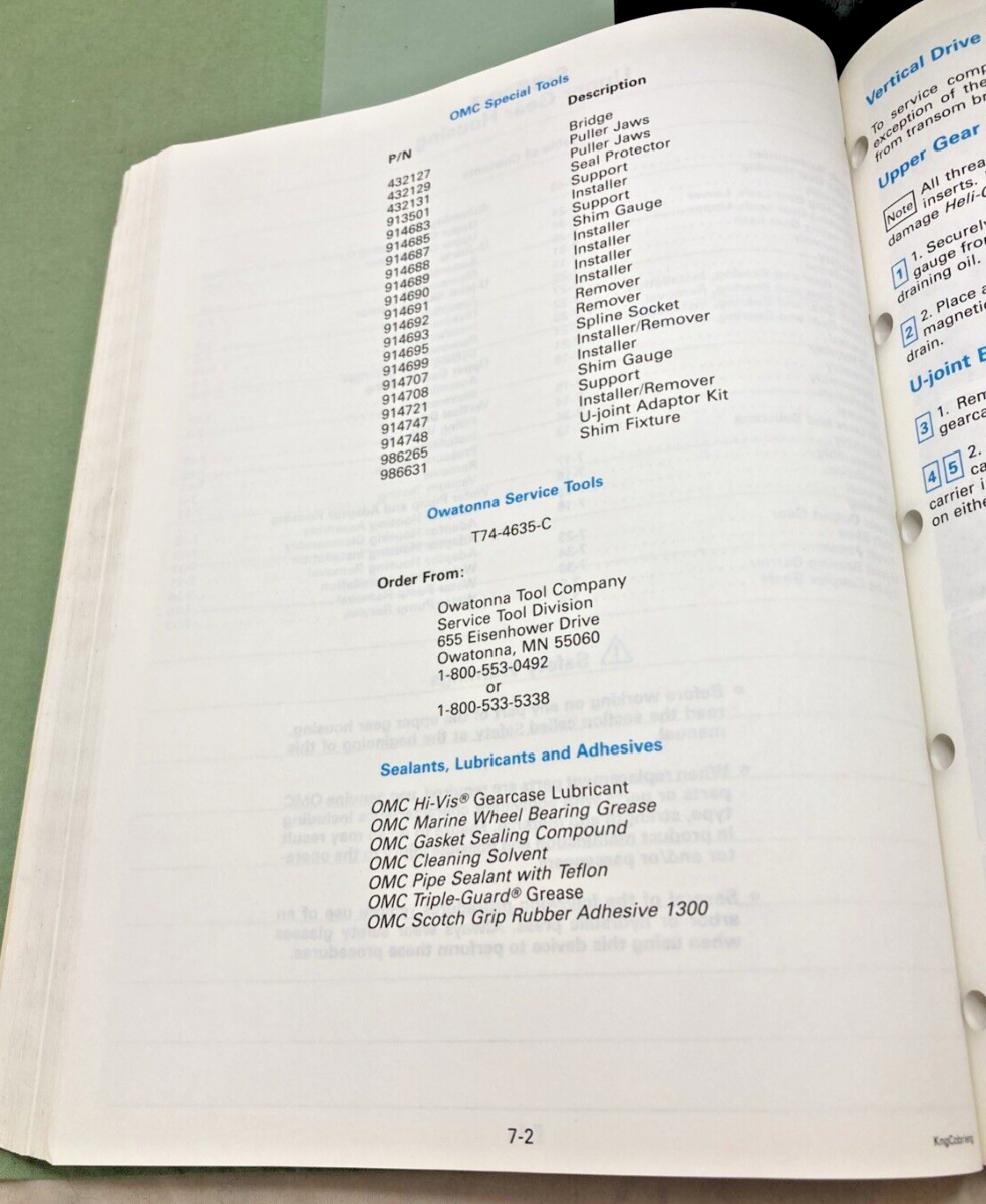 OMC KING COBRA 507954 STERN DRIVES RGD MODELS SERVICE MANUAL 1990