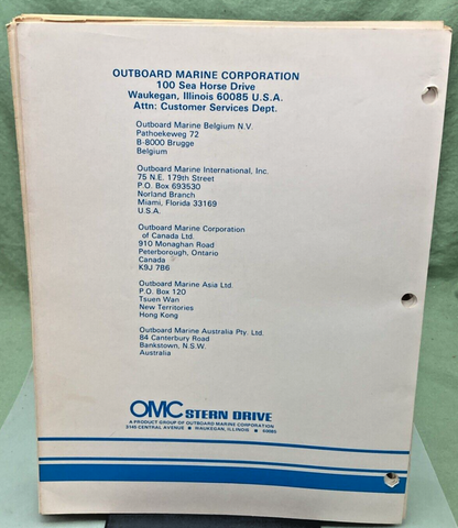 OMC 982884 STERN DRIVE 120, 140, 3.8 LITRE, 185, 200, 230, 260 MODELS MANUAL '80