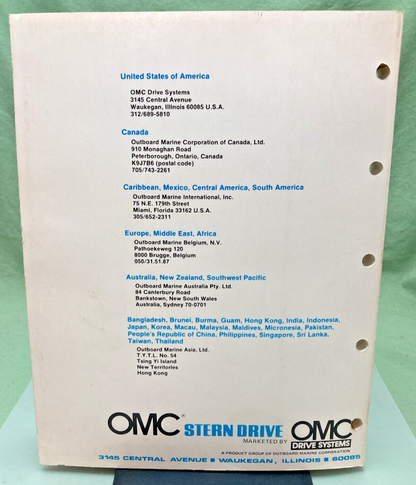 OMC 983441 STERN DRIVE 2.5, 3.0, 3.8, 5.0, AND 5.7 LITRE MODELS MANUAL 1983