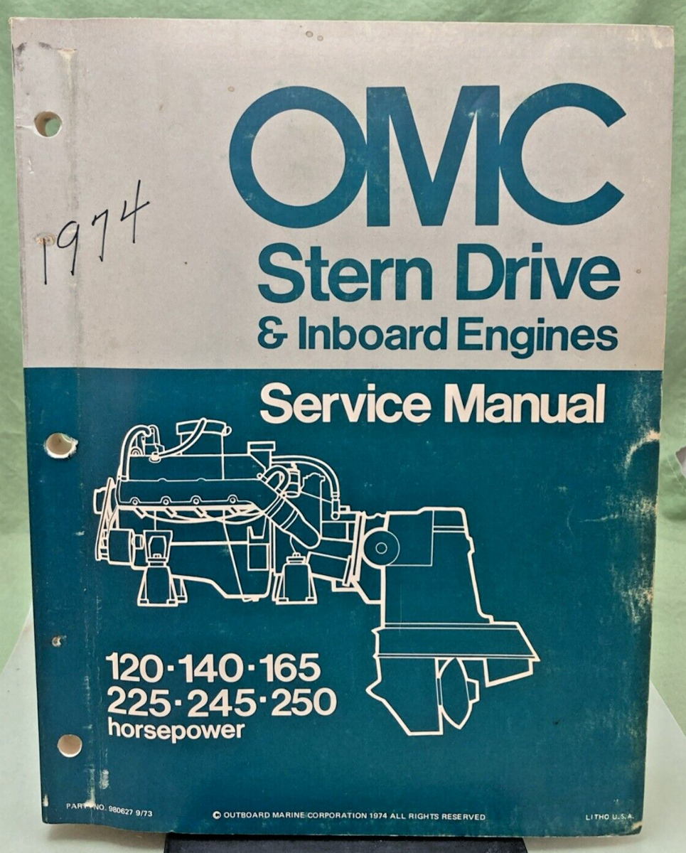 OMC 980627 STERN DRIVE AND INBOARD ENGINES SERVICE MANUAL 1974