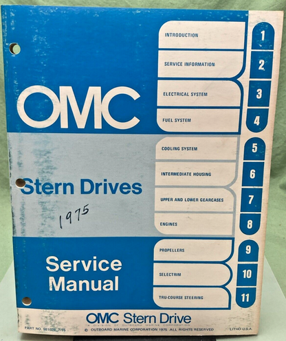 OMC 981025 STERN DRIVES SERVICE MANUAL 1975