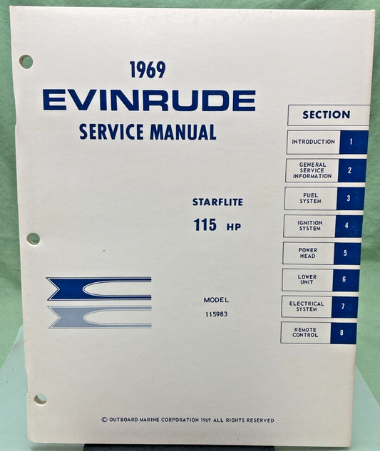 EVINRUDE 4599 STARFLITE 115 HP MODEL 115983 SERVICE MANUAL 1969