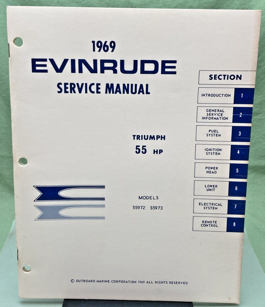 EVINRUDE 4597 TRIUMPH 55 HP MODELS 55972, 55973 SERVICE MANUAL 1969