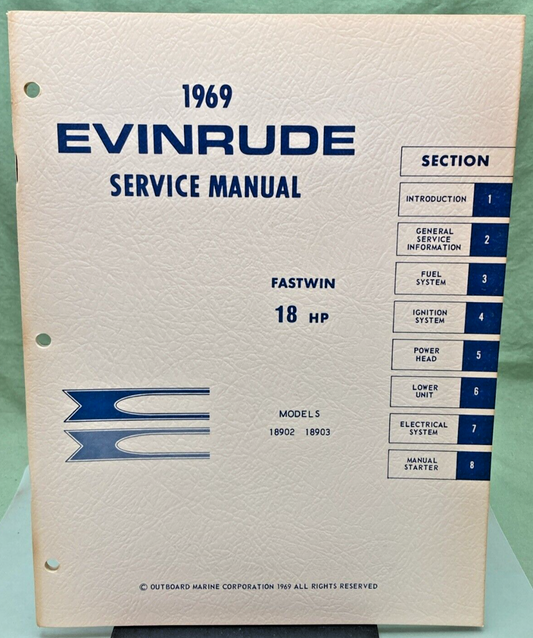 EVINRUDE 4593 FASTWIN 18 HP MODELS 18902, 18903 SERVICE MANUAL 1969