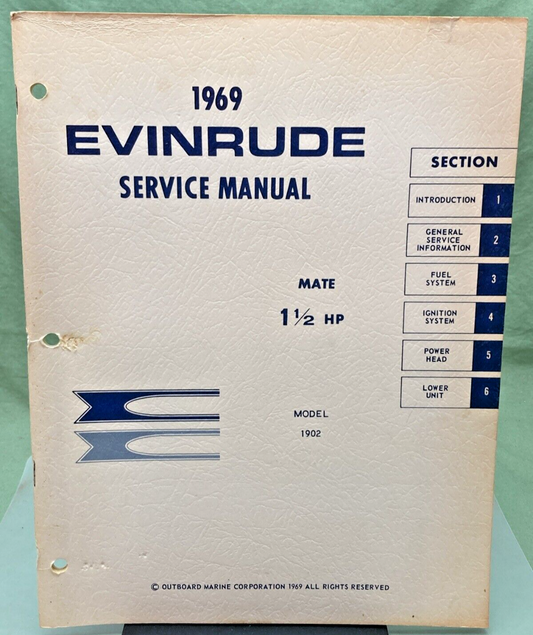 EVINRUDE 4589 MATE 1 1/2 HP MODELS 1902 SERVICE MANUAL 1969