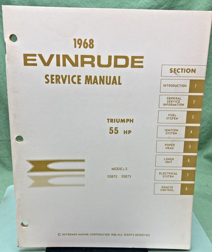 EVINRUDE 4485 4484 SERVICE MANUAL LOT 1968