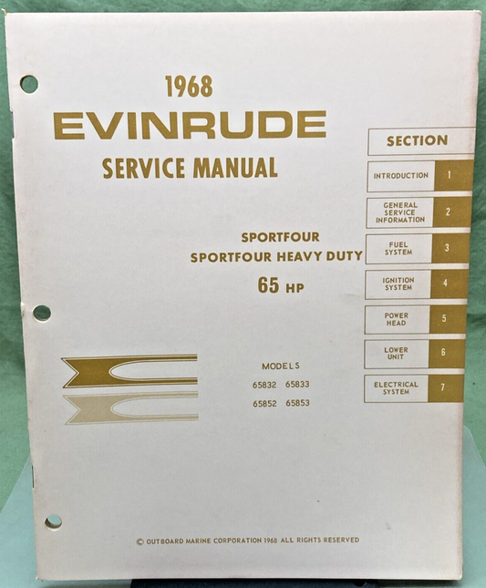 EVINRUDE 4485 4484 SERVICE MANUAL LOT 1968