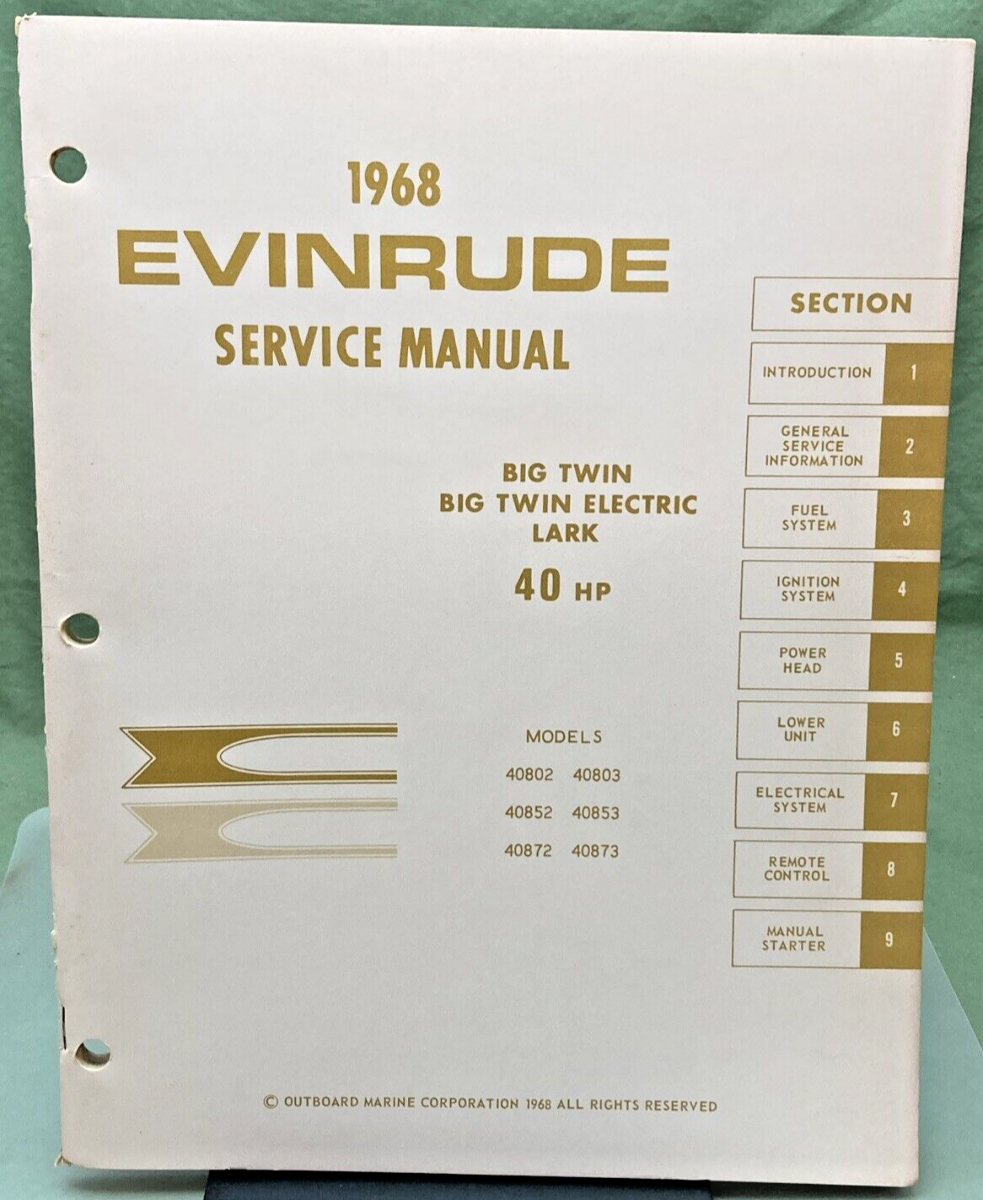 EVINRUDE 4483 4482 SERVICE MANUAL LOT 1968