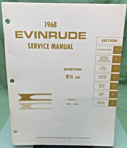 EVINRUDE 4481 4480 SERVICE MANUAL LOT 1968