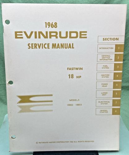 EVINRUDE 4481 4480 SERVICE MANUAL LOT 1968