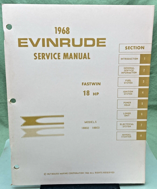 EVINRUDE 4481 4480 SERVICE MANUAL LOT 1968