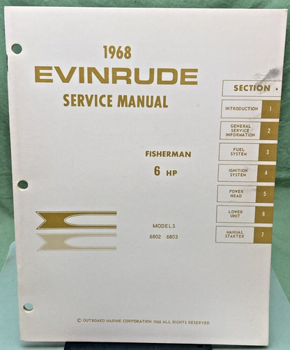 EVINRUDE 4479 4478 SERVICE MANUAL LOT 1968