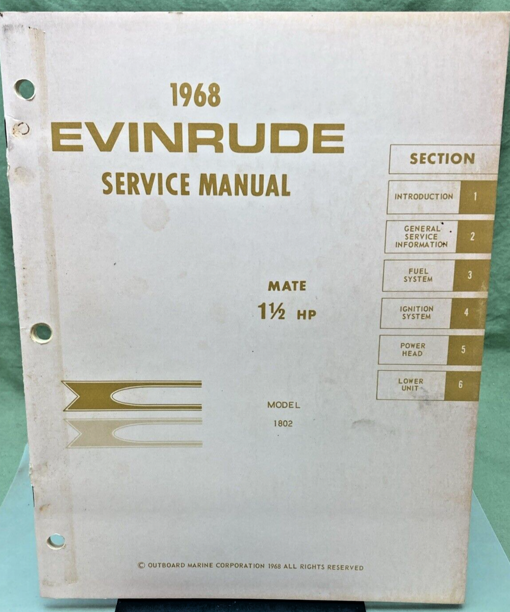 EVINRUDE 4477 4476 SERVICE MANUAL LOT 1968