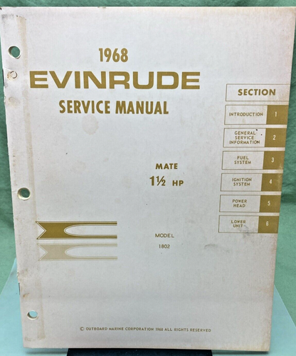 EVINRUDE 4477 4476 SERVICE MANUAL LOT 1968