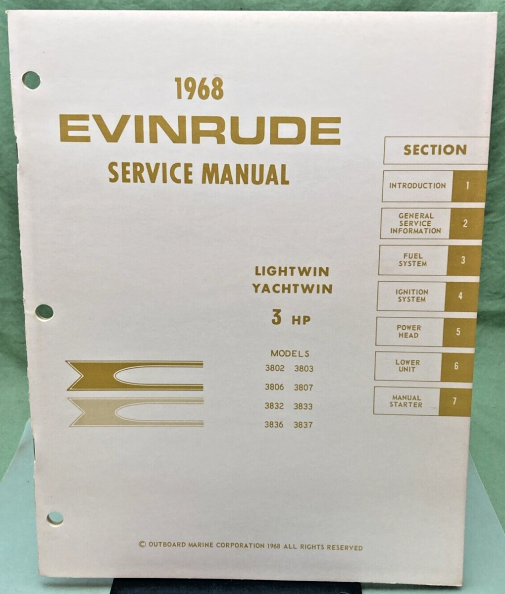 EVINRUDE 4477 4476 SERVICE MANUAL LOT 1968
