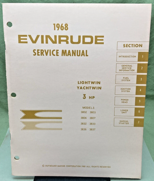 EVINRUDE 4477 4476 SERVICE MANUAL LOT 1968
