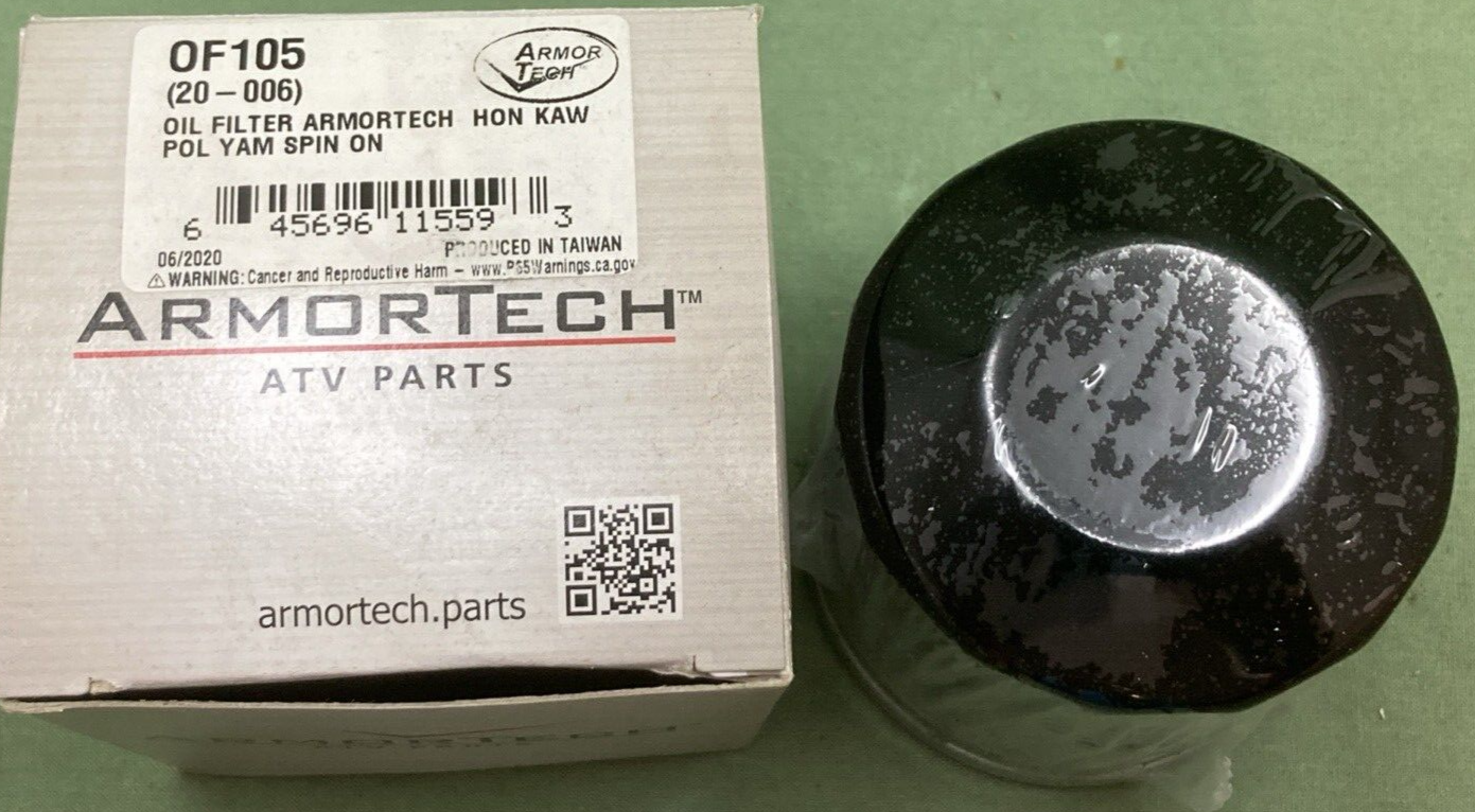 NEW ARMORTECH OF105 (20-006) OIL FILTER SPIN-ON UNIVERSAL ATV