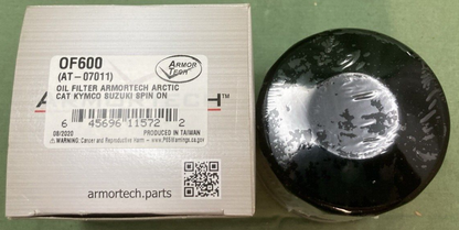 NEW ARMORTECH OF600 (AT-07011) OIL FILTER SPIN-ON FITS ARCTIC CAT SUZUKI KYMCO