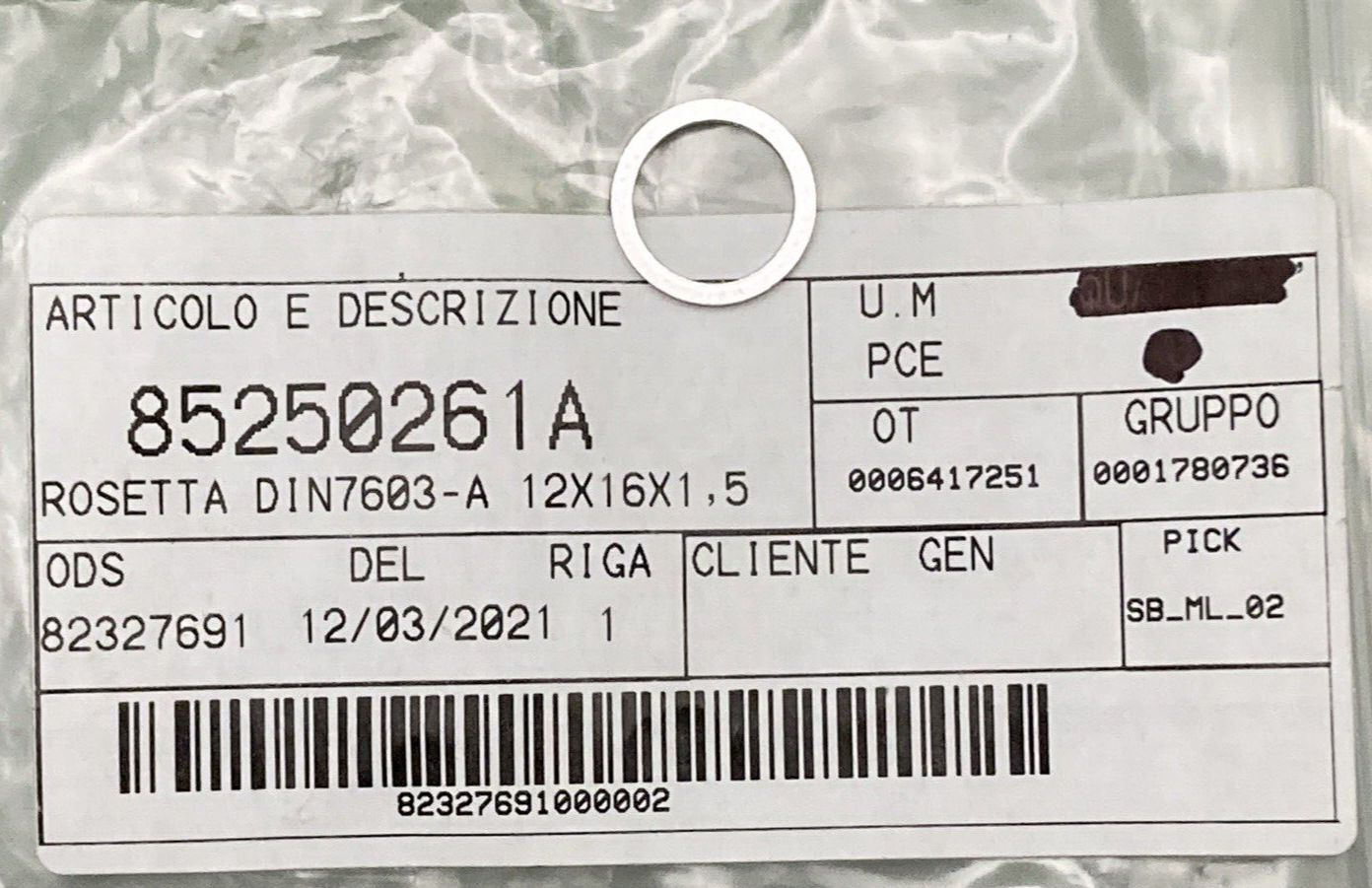 NEW GENUINE DUCATI 85250261A GASKET, ALUMINIUM 12X16X1.5
