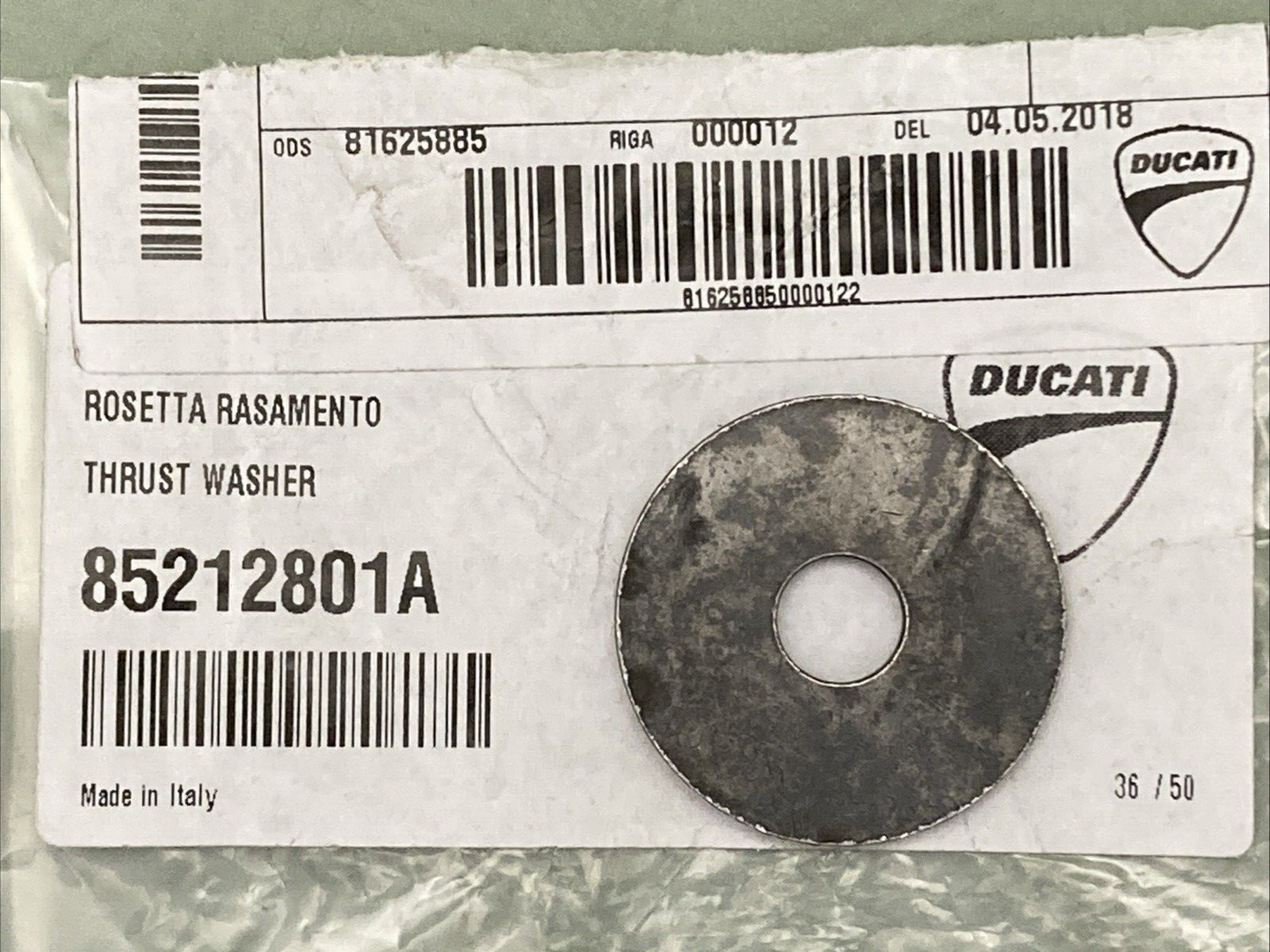 NEW GENUINE DUCATI 85212801A THRUST WASHER 10.5X37.5X3
