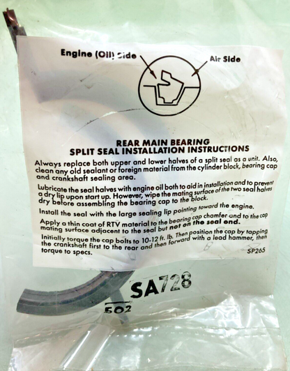 NEW SA728 REAR MAIN BEARING SPLIT SEAL INSTALLATION